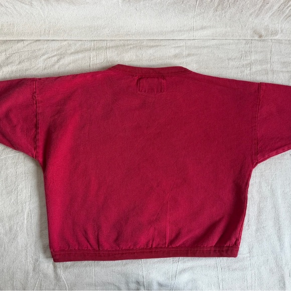 VTG 90s L/XL One Way Street Boxy CroppedSweatshirt Red Plaid Graphic Made in USA - Picture 3 of 10